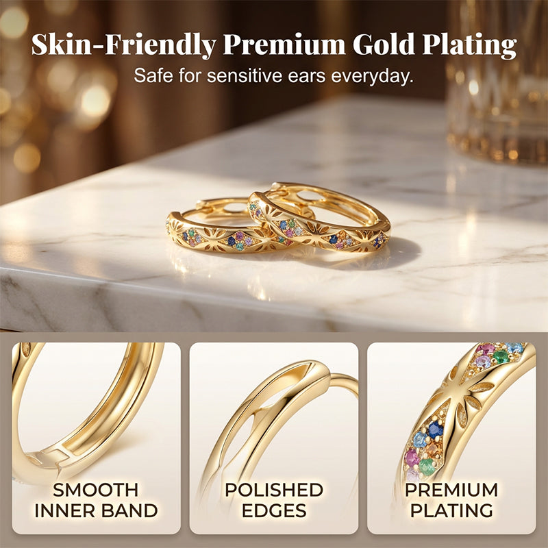 📢📢50% OFF !! ⏰ Sparkling Zircon Hollow Hoop Earrings