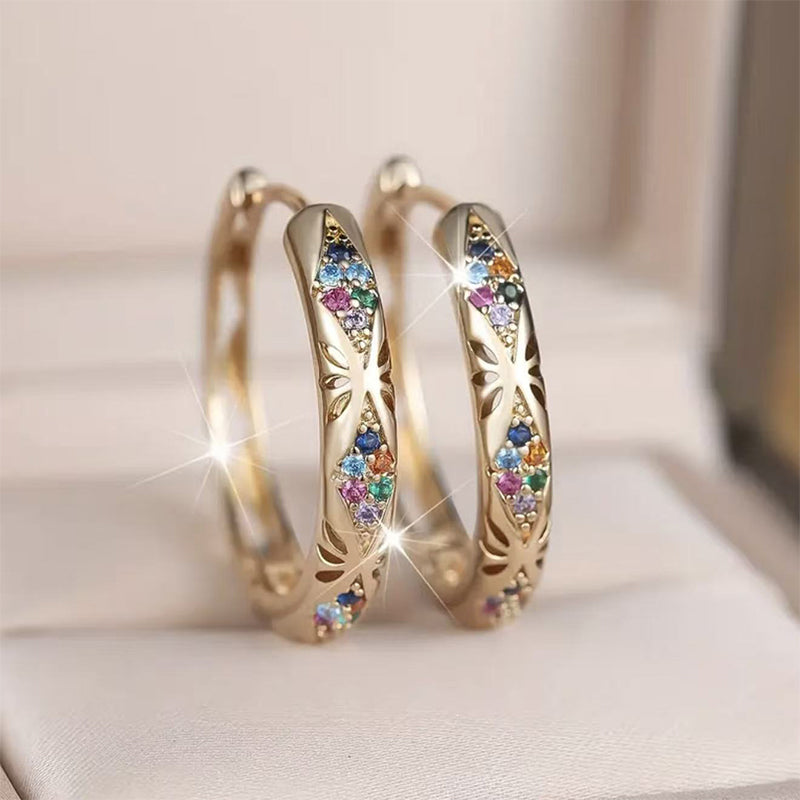 📢📢50% OFF !! ⏰ Sparkling Zircon Hollow Hoop Earrings