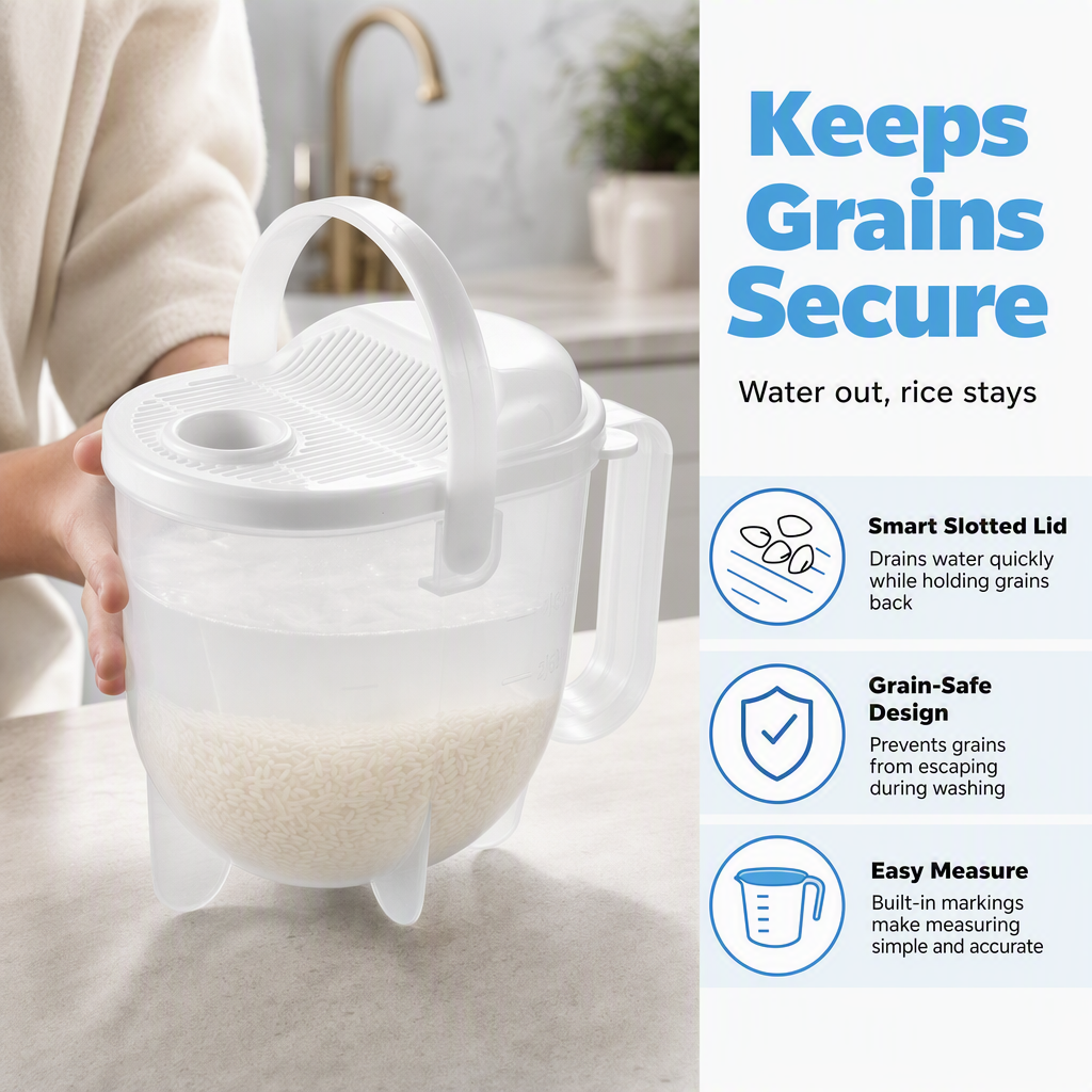 ⏳🔥LIMITED-TIME 50% OFF! ⏰Hands-Free Rice Washer with Strainer🍚💧
