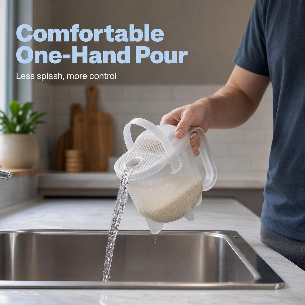 ⏳🔥LIMITED-TIME 50% OFF! ⏰Hands-Free Rice Washer with Strainer🍚💧