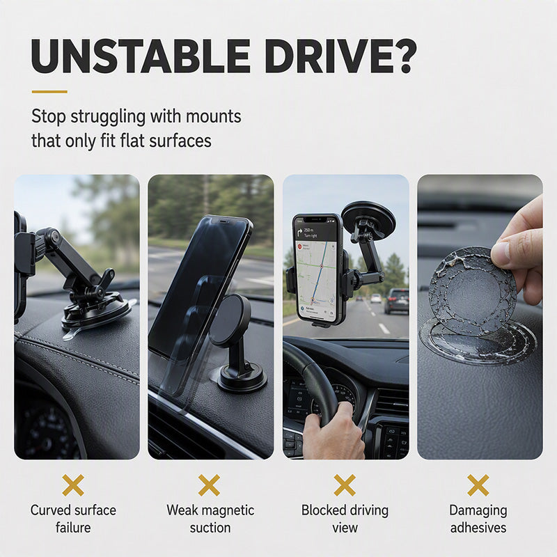 🔥HOT SALE 50% OFF🔥🚗 Universal Strong Adhesive Car Phone Mount – Works on Curved Dashboards, Re‑Positionable