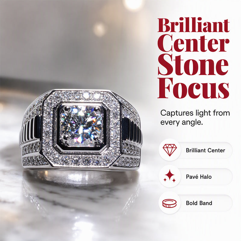 Elegant Sparkly Square Halo Ring