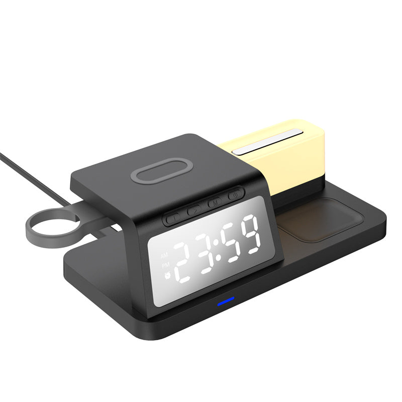4-in-1 Fast-Charging Wireless Charging Station With Clock