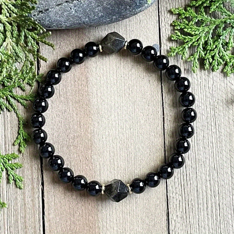 ⏳Time-Limited Special⏰ Elegance Black Obsidian Beaded Bracelet – Genuine Natural Stones, Protective Energy & Elastic Stretch Design – Modern Style for Daily Wear ✨