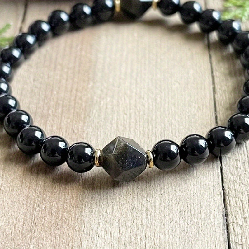 ⏳Time-Limited Special⏰ Elegance Black Obsidian Beaded Bracelet – Genuine Natural Stones, Protective Energy & Elastic Stretch Design – Modern Style for Daily Wear ✨