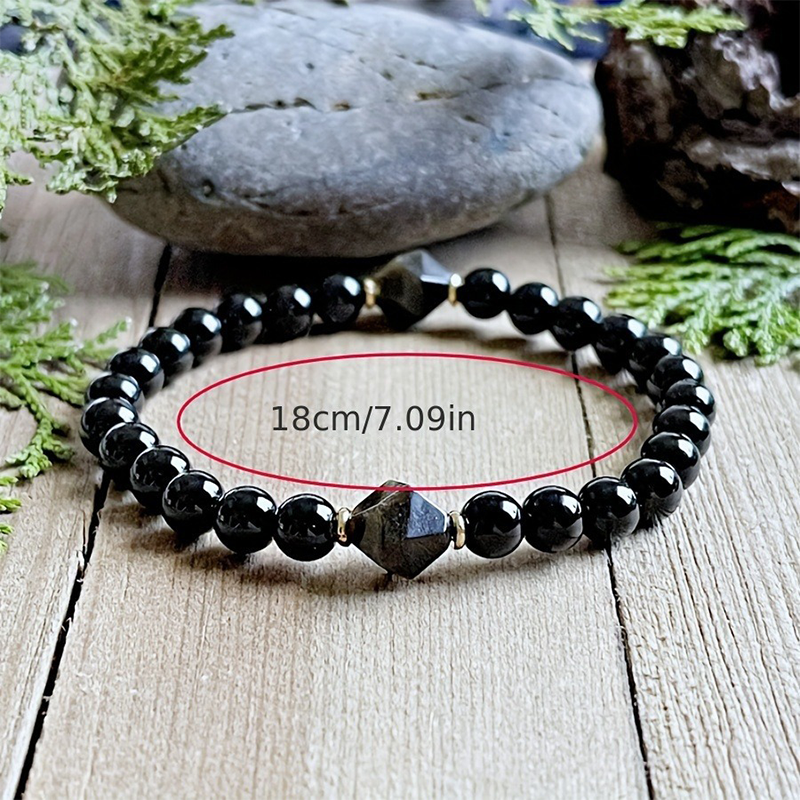 ⏳Time-Limited Special⏰ Elegance Black Obsidian Beaded Bracelet – Genuine Natural Stones, Protective Energy & Elastic Stretch Design – Modern Style for Daily Wear ✨