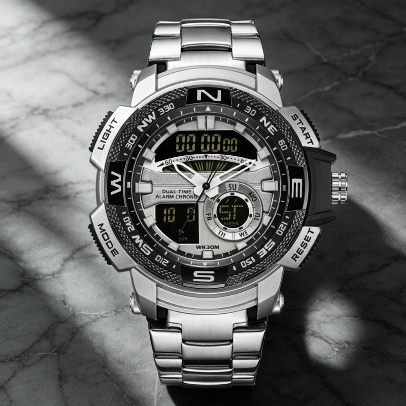 ⌚ LIMITED‑TIME 50% OFF! ⚡ Men's Dual‑Display Sports Watch – Analog‑Digital, 3ATM Waterproof, Multi‑Function ✨