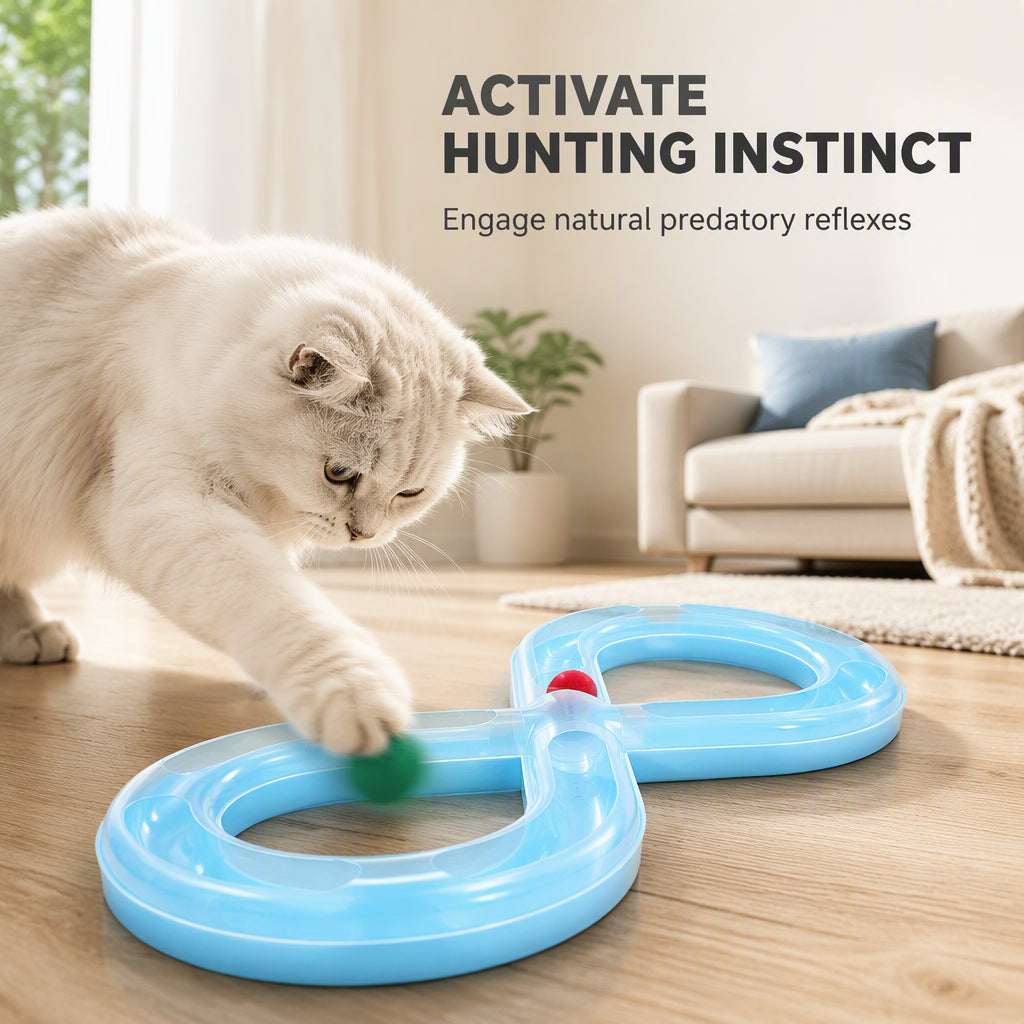 Interactive Figure-8 Cat Track Toy with Rolling Balls
