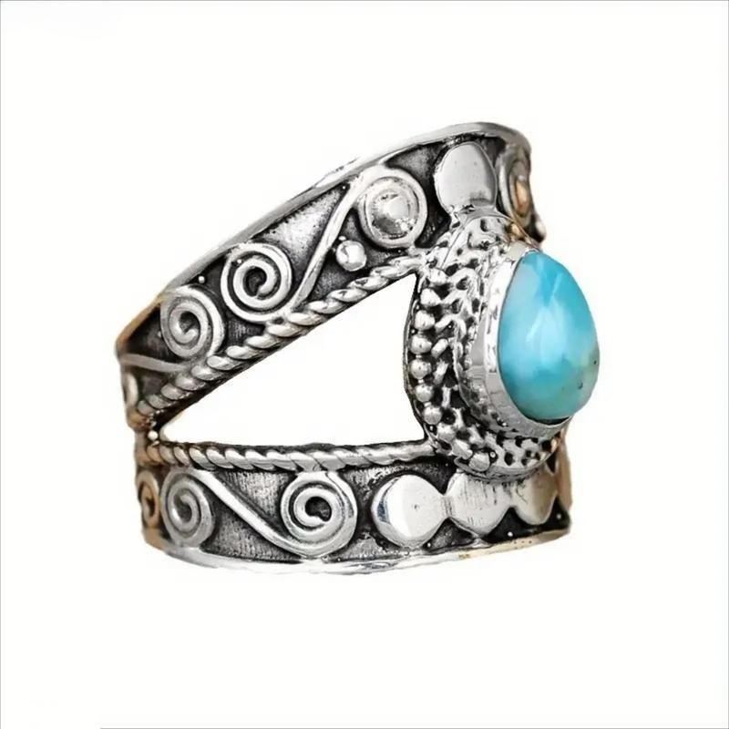 Vintage Carved Teardrop Ring for Women