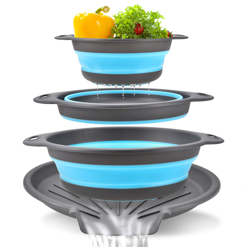 ⏳Time-Limited Special⏰Careluxpro 3-Piece Collapsible Colander Set – With Draining Base, Space Saving, For Fruit Veggies Pasta 🧺
