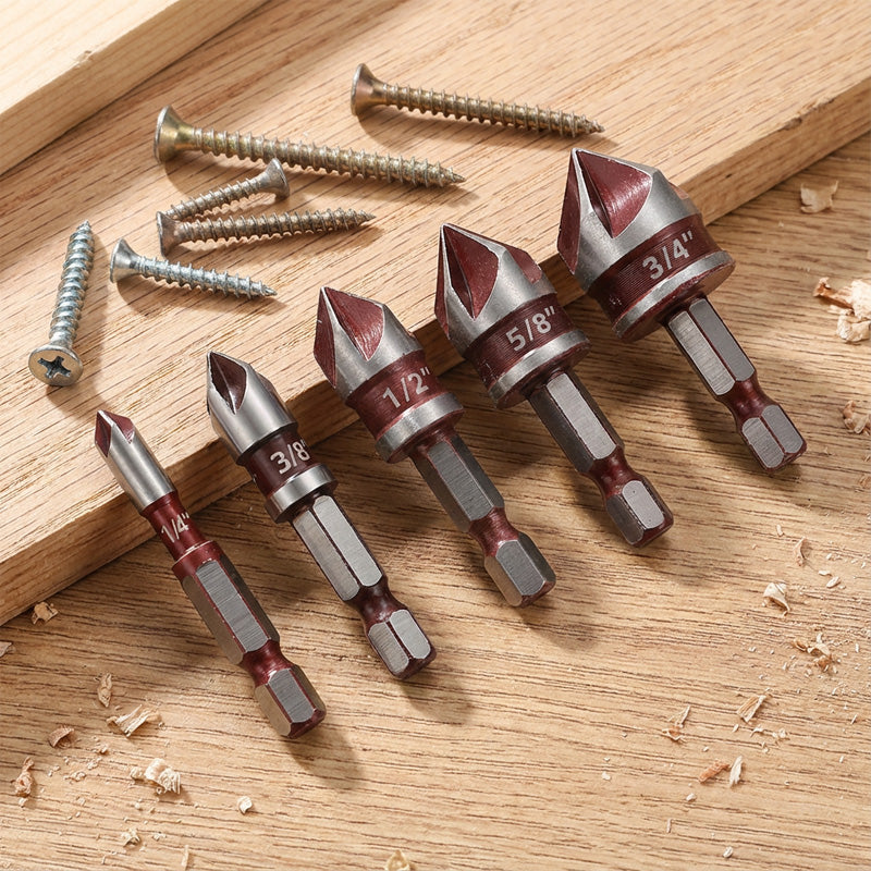 High-Carbon Steel Countersink Drill Bit Set — Precision Drilling for Wood and Metal! ✨
