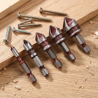 High-Carbon Steel Countersink Drill Bit Set — Precision Drilling for Wood and Metal! ✨