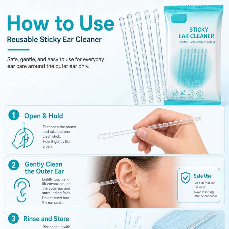 ⏳🔥LIMITED-TIME 50% OFF! ⏰Gentle Sticky Ear Cleaning Sticks for Dry Earwax
