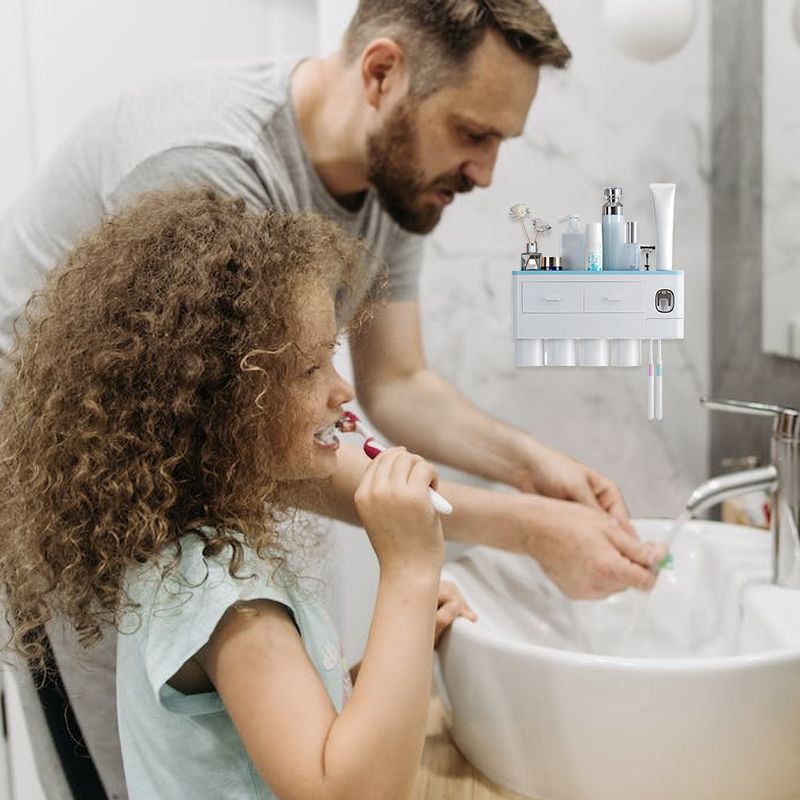 50% OFF! ✨ Toothbrush Holder Toiletry Organizer – Large Capacity Tray, Drawer & Storage, Automatic Toothpaste Dispenser & Magnetic Cups – Clean Mess-Free Bathroom 🚿