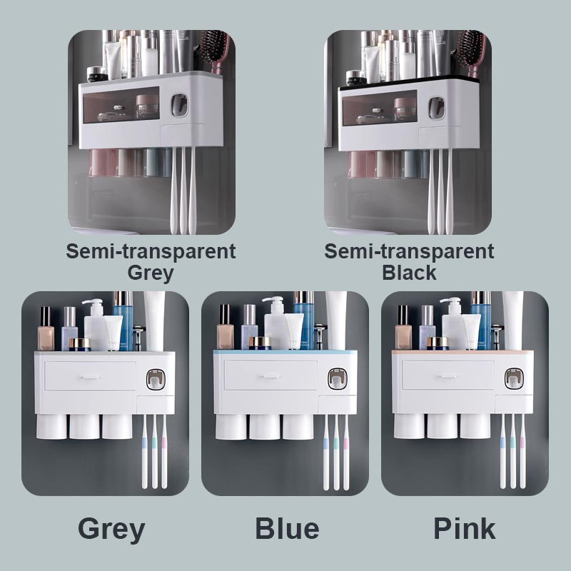 50% OFF! ✨ Toothbrush Holder Toiletry Organizer – Large Capacity Tray, Drawer & Storage, Automatic Toothpaste Dispenser & Magnetic Cups – Clean Mess-Free Bathroom 🚿