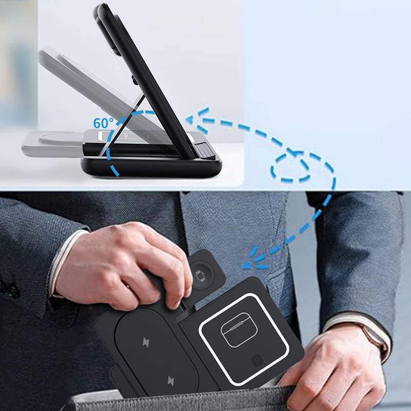 ⚡ Foldable 3-in-1 Wireless Charging Station – 15W Charger for Phone, Watch & Earbuds