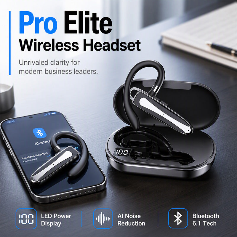 🔊 LIMITED‑TIME 50% OFF! ✨Waterproof Bluetooth Earpiece – Bluetooth5.1, Dual‑Mic Noise Reduction, 180° Rotatable Ear‑Hook ✨