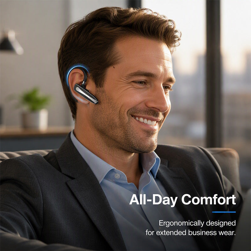 🔊 LIMITED‑TIME 50% OFF! ✨Waterproof Bluetooth Earpiece – Bluetooth5.1, Dual‑Mic Noise Reduction, 180° Rotatable Ear‑Hook ✨