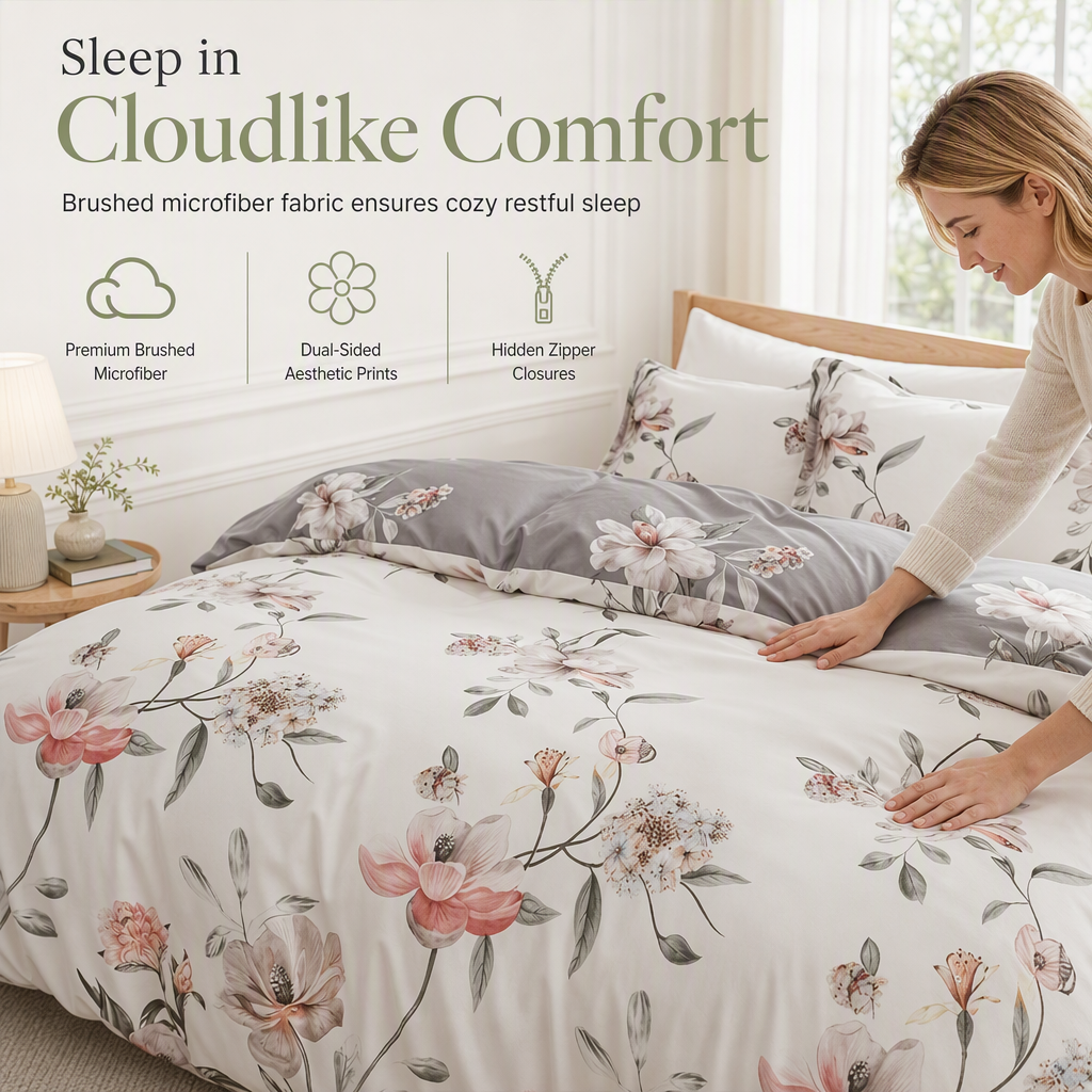 🛏️ LIMITED‑TIME 50% OFF! 💐 All Season Brushed Floral Bedding Set – Soft, Reversible, Decorative ✨