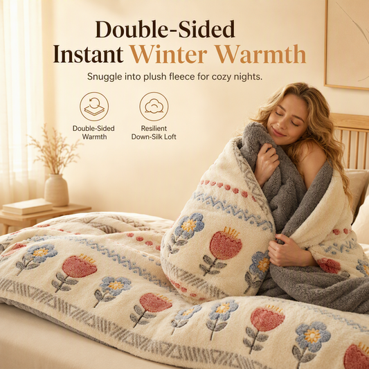 🛌 50% OFF! ✨ Double-Sided Sherpa Fleece Comforter – Snowflake Velvet & Dense Lamb Fleece Heat Lock, Ultra-Soft Velvet Touch & Durable Digital Print – Cozy Winter Warmth for Every Room ❄️