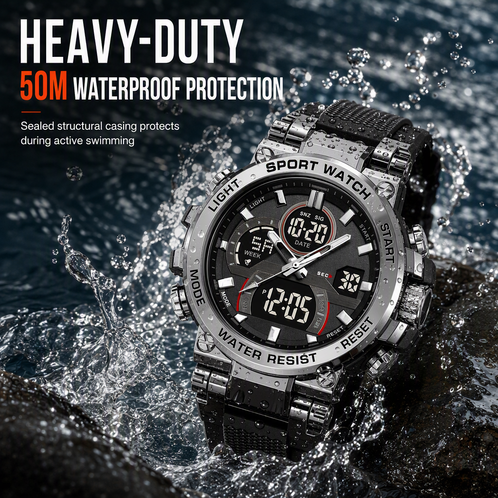 ⏳Time-Limited Special⏰Tactical Style 50M Waterproof Multifunctional Digital Sports Watch
