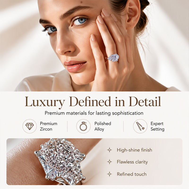 ⏳Time-Limited Special⏰Elegant Square Cut Zircon Ring – Brilliant Sparkle, Timeless Luxury ✨