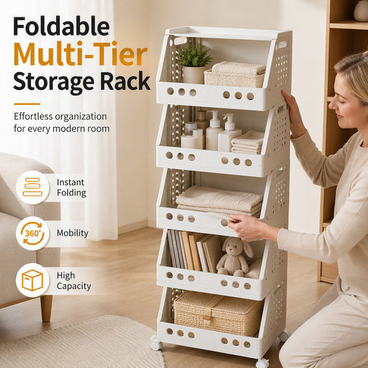 🛒 LIMITED‑TIME 50% OFF! ✨ Multi‑Tier Foldable Storage Cart – Mobile, Compact, Multi‑Room 📦