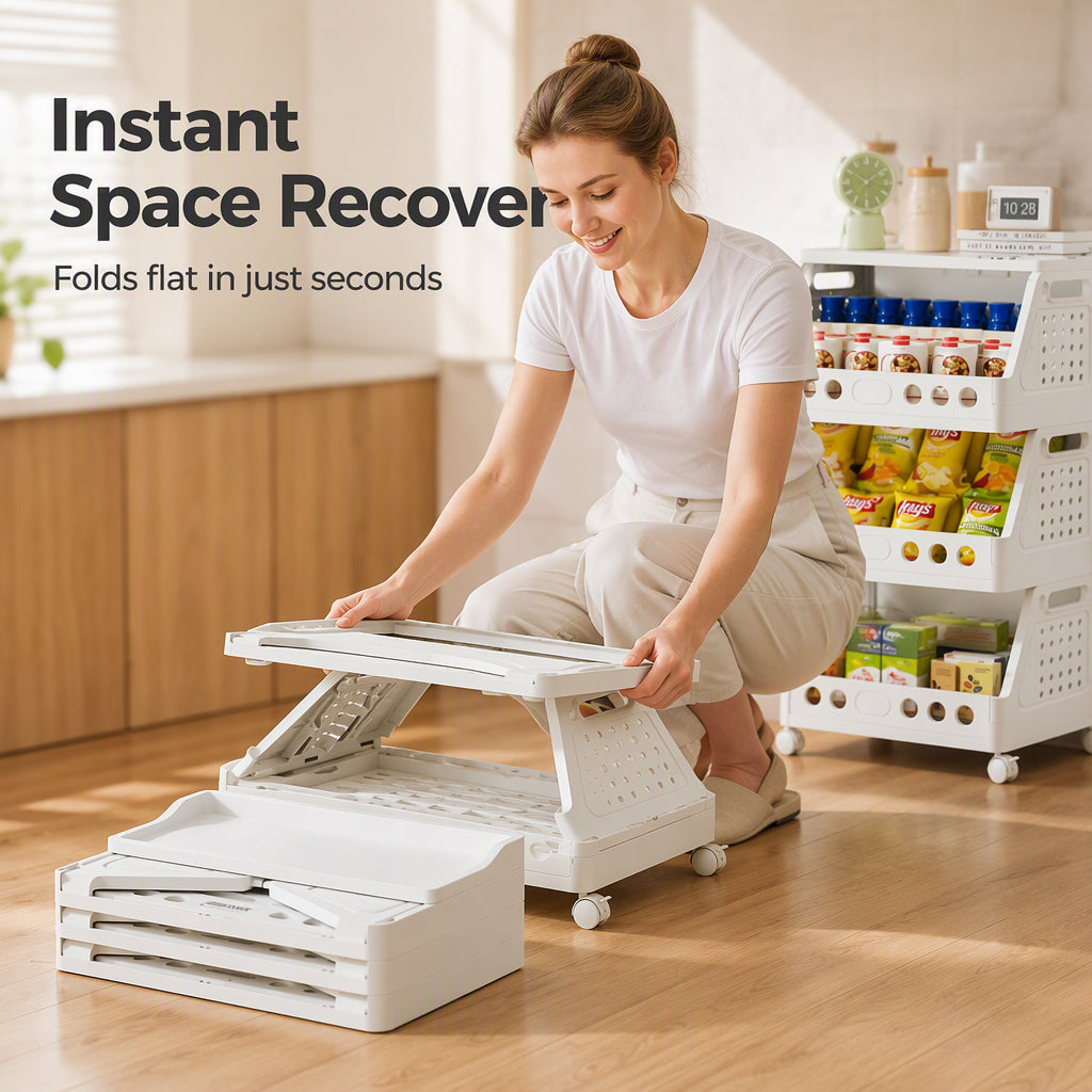🛒 LIMITED‑TIME 50% OFF! ✨ Multi‑Tier Foldable Storage Cart – Mobile, Compact, Multi‑Room 📦