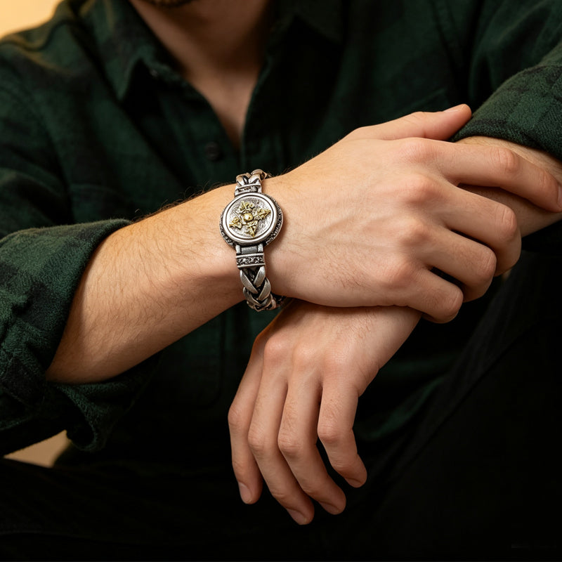 📿 50% OFF! ✨ Vintage Rotating Vajra Bracelet for Men – Smooth Rotating Centerpiece, Electroplated Copper Finish & Vintage-Inspired Texture – Bold Statement Style 💪