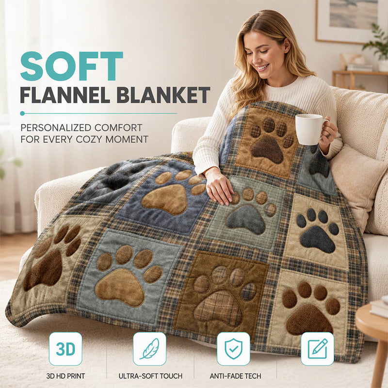 🐾 LIMITED‑TIME 50% OFF! ✨ Cute Paw Print Soft Flannel Blanket – Snuggly, Warm, Lovely Home Decor 🛋️