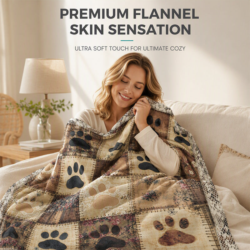 🐾 LIMITED‑TIME 50% OFF! ✨ Cute Paw Print Soft Flannel Blanket – Snuggly, Warm, Lovely Home Decor 🛋️