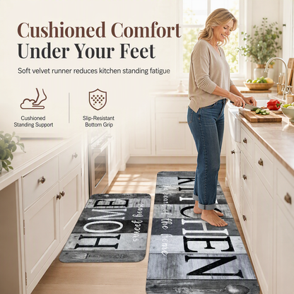 American Style Water Absorbent Kitchen Rug and Mat Set Non Slip Crystal Velvet Floor Mats for Home Entryway