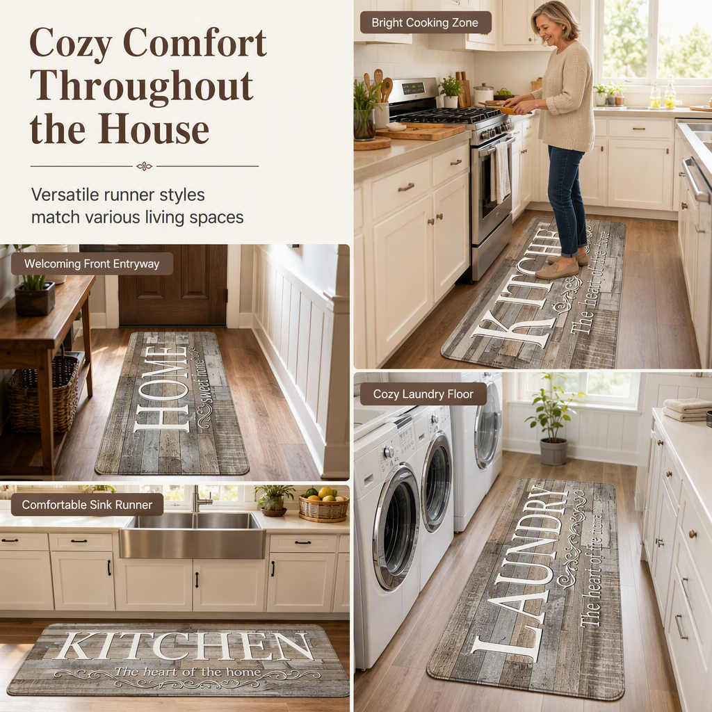 American Style Water Absorbent Kitchen Rug and Mat Set Non Slip Crystal Velvet Floor Mats for Home Entryway