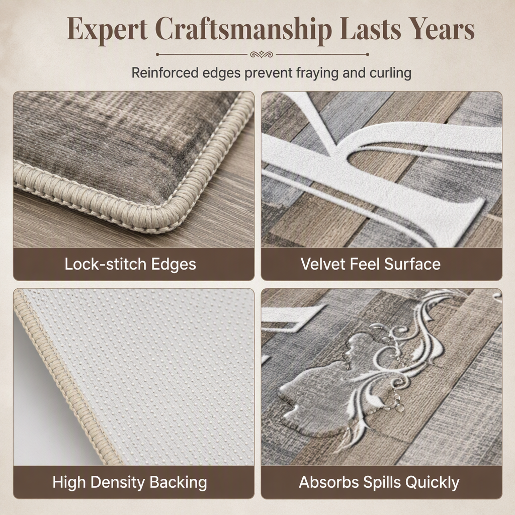 American Style Water Absorbent Kitchen Rug and Mat Set Non Slip Crystal Velvet Floor Mats for Home Entryway
