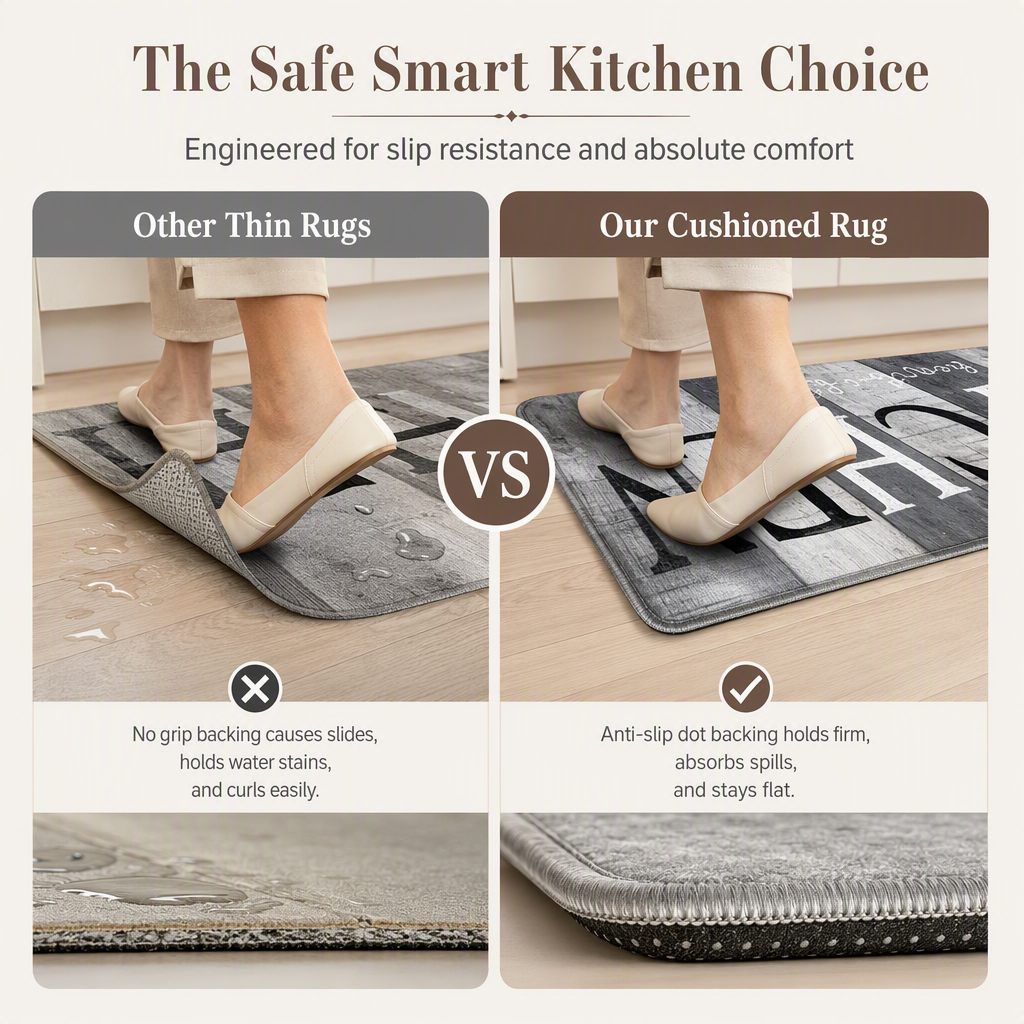 American Style Water Absorbent Kitchen Rug and Mat Set Non Slip Crystal Velvet Floor Mats for Home Entryway
