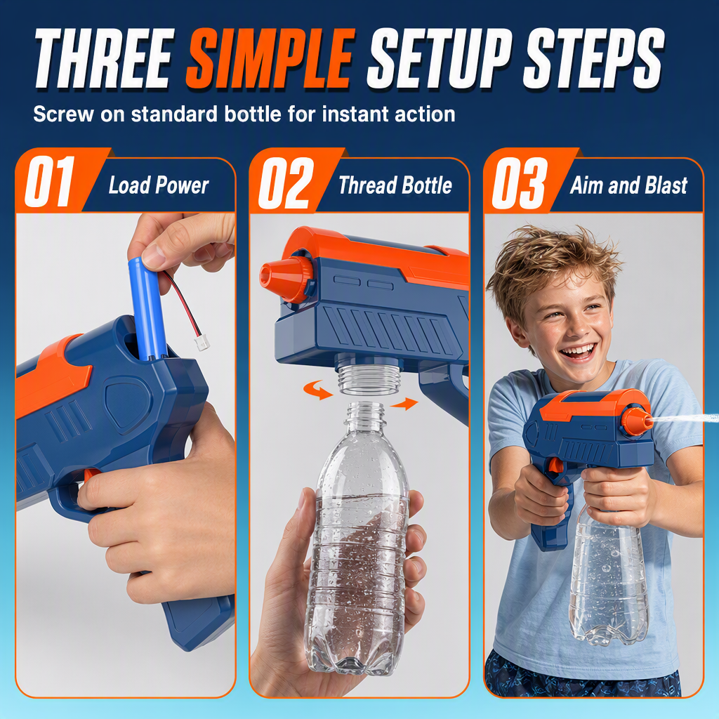 🔫 50% OFF! ✨ Fully Automatic Electric Water Gun Toy – Self-Priming High-Power Motorized Blaster, Universal Bottle Connection & Splashproof Sealed Construction – Summer Pool Fun for Kids 💦