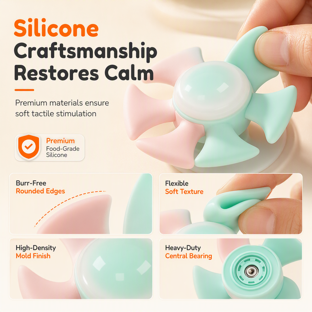 Silicone Suction Cup Fidget Spinner Stress Relief Toy for Kids and Adults