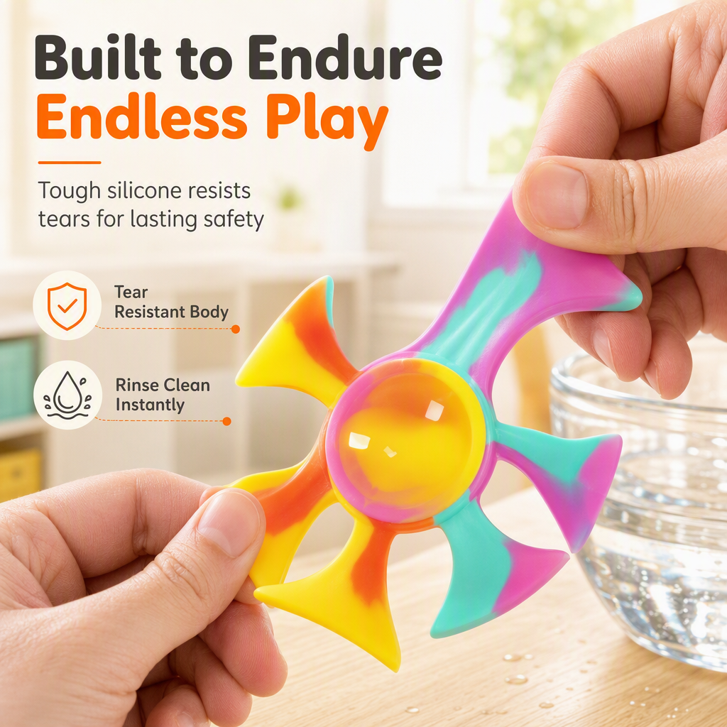 Silicone Suction Cup Fidget Spinner Stress Relief Toy for Kids and Adults