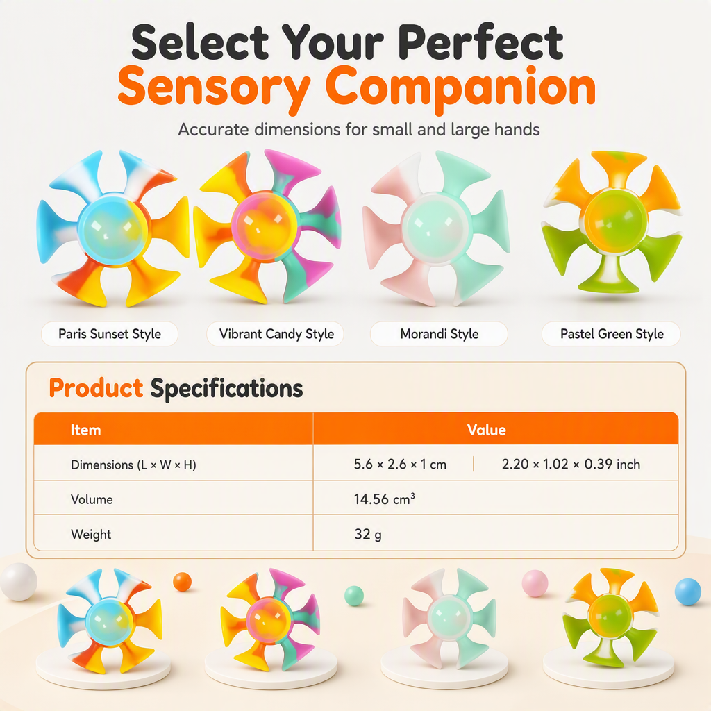 Silicone Suction Cup Fidget Spinner Stress Relief Toy for Kids and Adults
