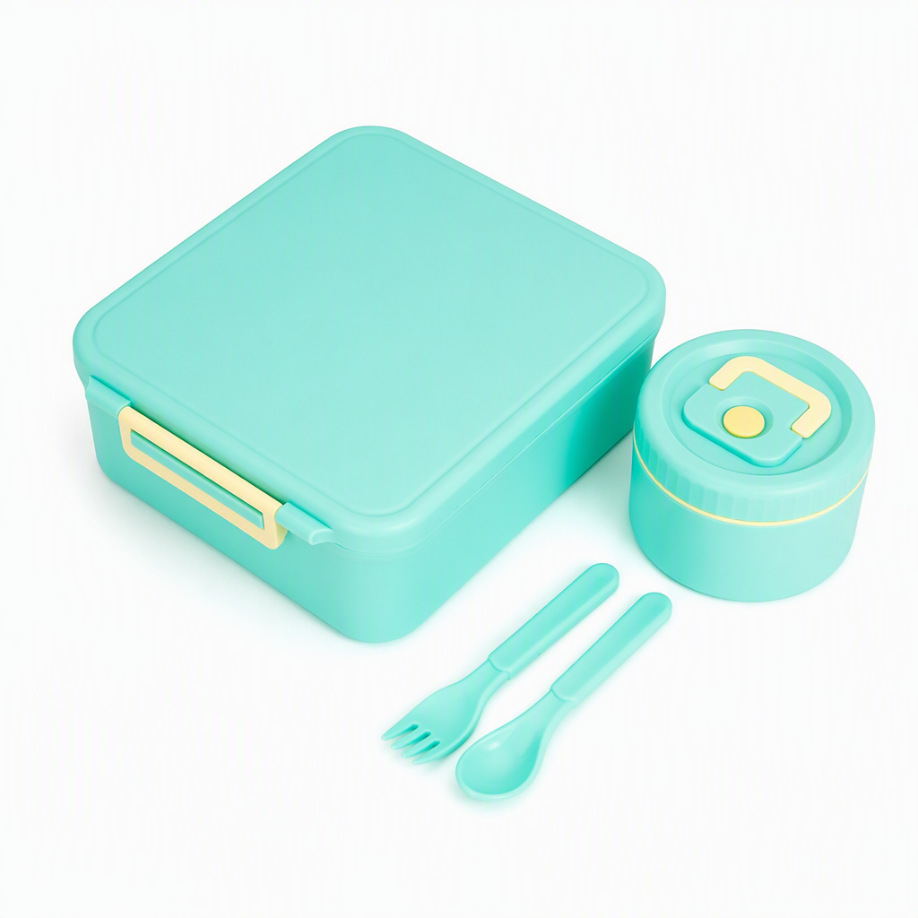 🍱Sealed Food Grade Kids Bento Lunch Box Set with Soup Bowl 4 Compartment Lunch Container for School Students