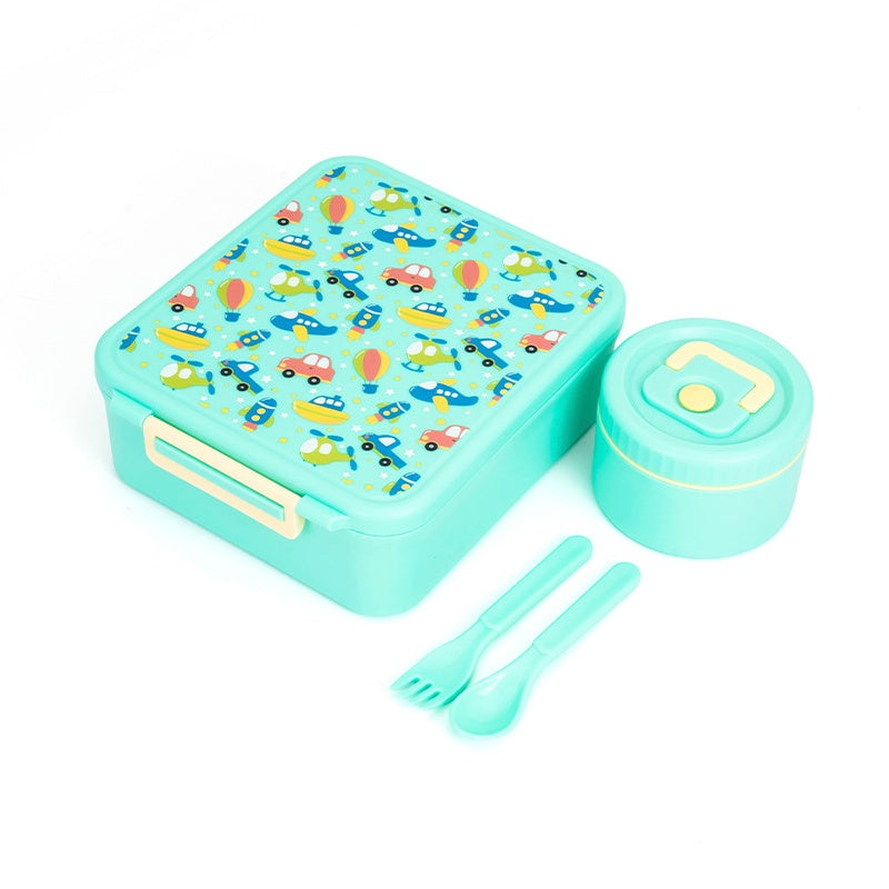 🍱Sealed Food Grade Kids Bento Lunch Box Set with Soup Bowl 4 Compartment Lunch Container for School Students