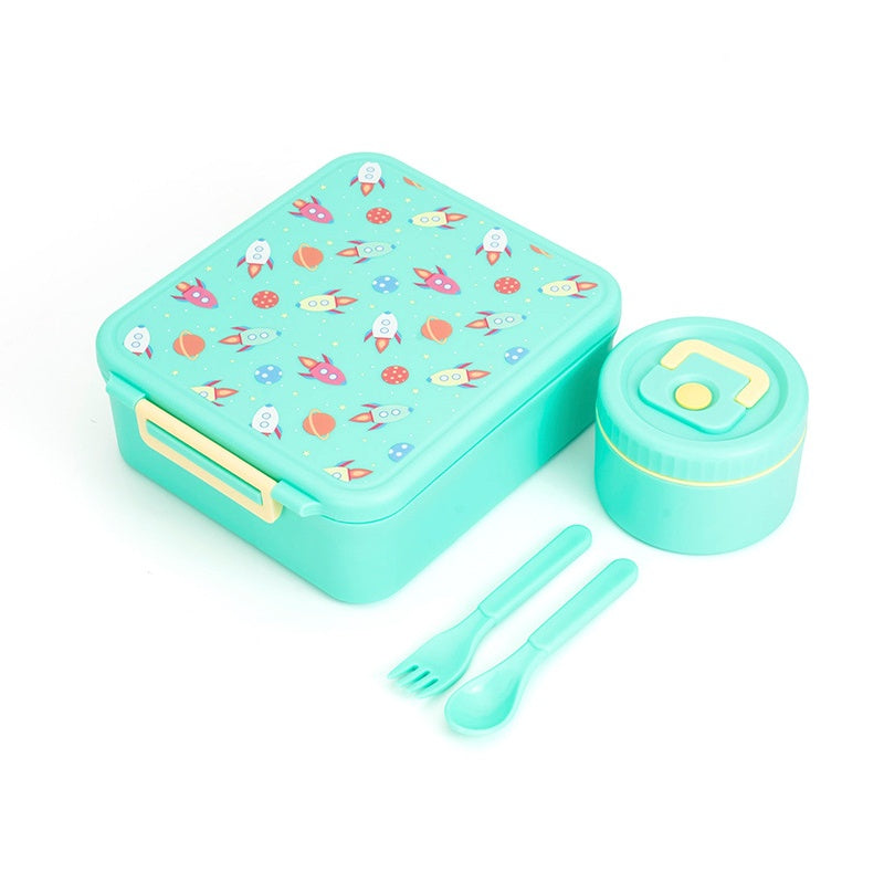 🍱Sealed Food Grade Kids Bento Lunch Box Set with Soup Bowl 4 Compartment Lunch Container for School Students