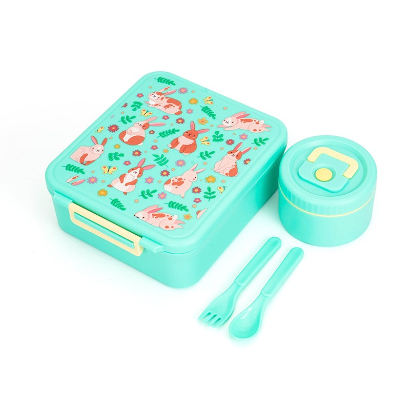 🍱Sealed Food Grade Kids Bento Lunch Box Set with Soup Bowl 4 Compartment Lunch Container for School Students
