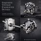 1 Pair of Silver Tone Gothic Vine Pattern Round Stud Earrings with Black Cubic Zirconia