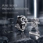 1 Pair of Silver Tone Gothic Vine Pattern Round Stud Earrings with Black Cubic Zirconia