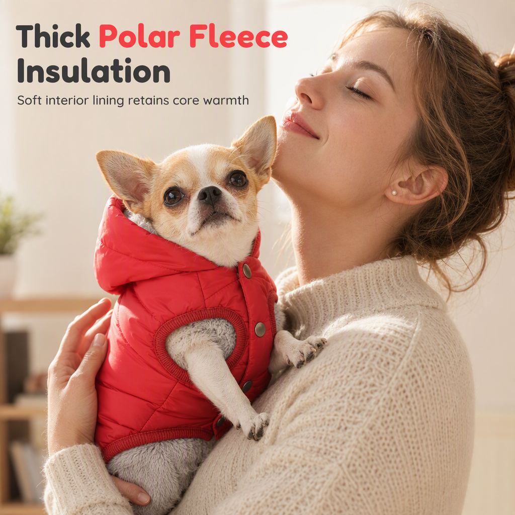 🐾 LIMITED-TIME 50% OFF! ✨ Hooded Dog Coat – Fleece-lined, Windproof 🧥