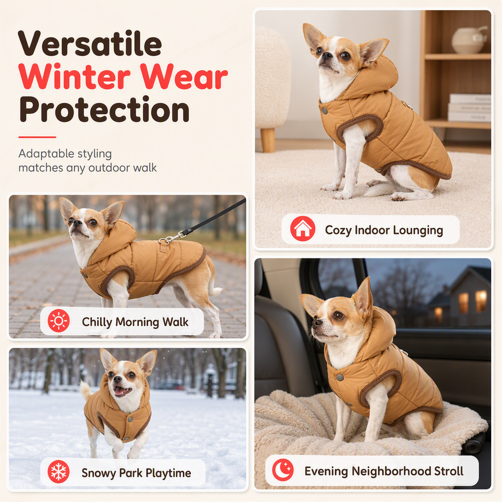 🐾 LIMITED-TIME 50% OFF! ✨ Hooded Dog Coat – Fleece-lined, Windproof 🧥