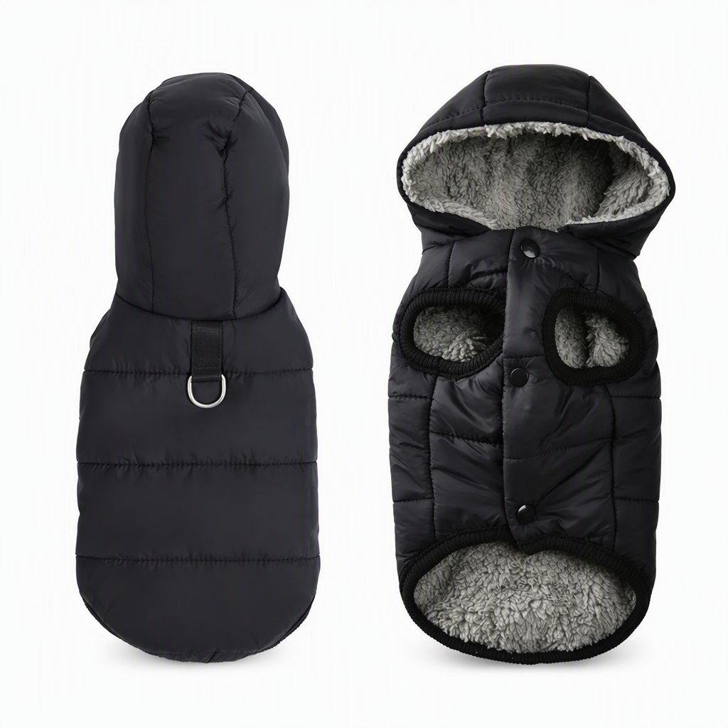 🐾 LIMITED-TIME 50% OFF! ✨ Hooded Dog Coat – Fleece-lined, Windproof 🧥