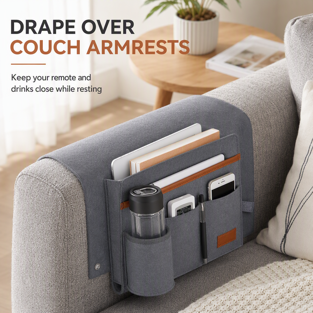 ⏳🔥LIMITED-TIME 50% OFF! ⏰Minimalist Felt Bedside Organizer Bag Hanging Pocket Caddy for Student Dormitory Storage 1 Pack