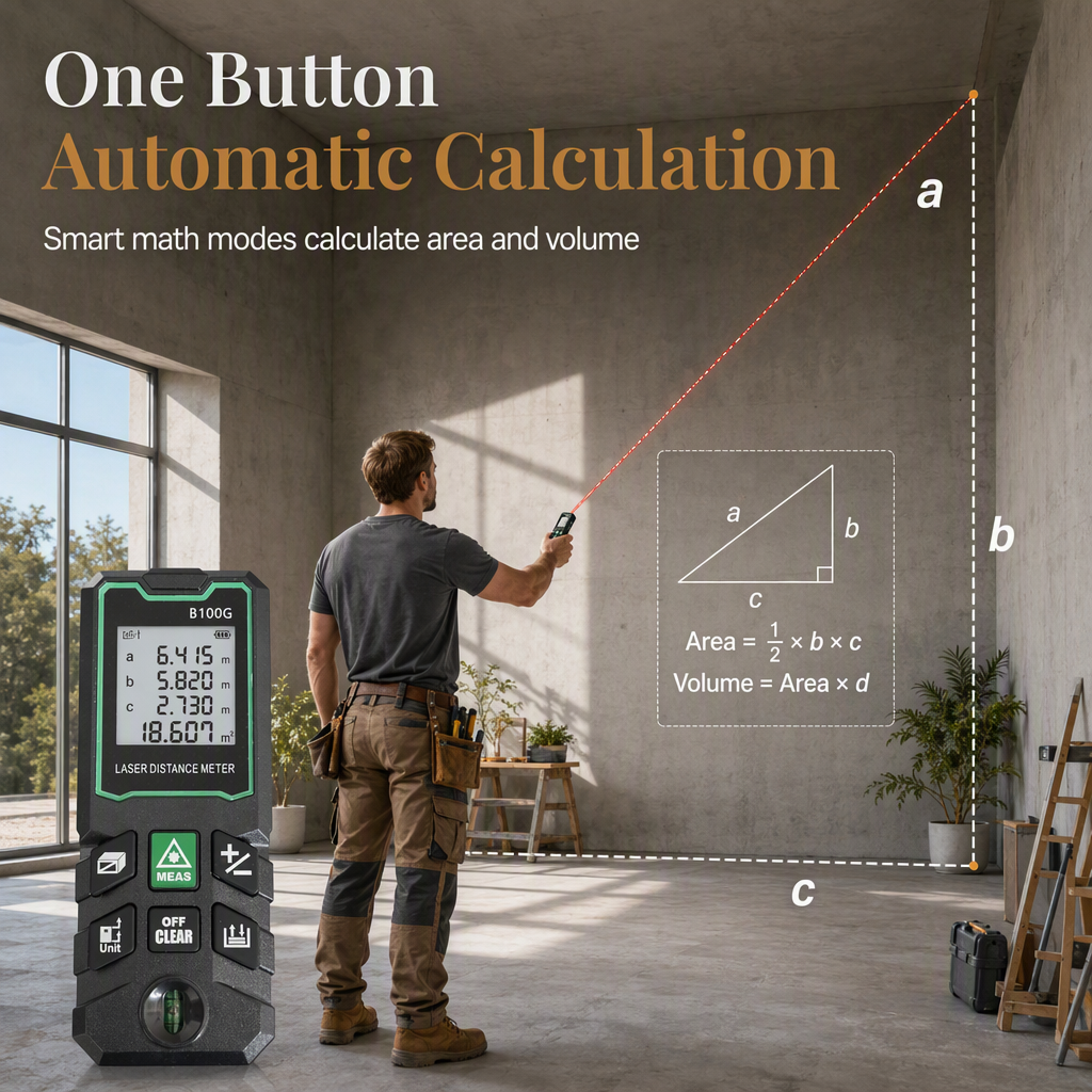 📏 Laser Rangefinder: 40-100m, Optical Focus, Dual-Level Calibration, 6 Modes, Stores 30 Measurements